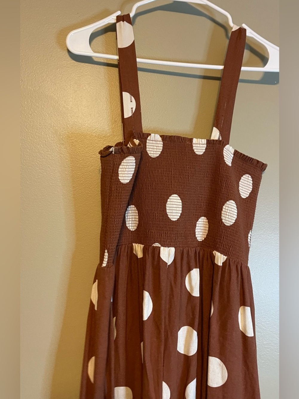 Blu Pepper Linen Blend Smock Top Polka Dot Dress - Picture 8 of 10